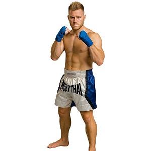 FIGHT-FIT - Muay Thai Shorts / Weiss-Blau / Medium