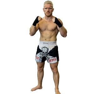 FIGHTERS - Muay Thai Shorts / Skull / Weiss-Schwarz / Medium