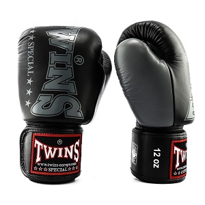 Twins - Boxhandschuhe / BGVL-8 / Schwarz-Grau / 14 oz